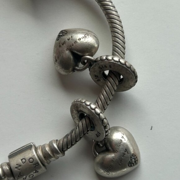 Authentic Pandora Sterling Silver Bracelet with 6 Pandora Sterling Silver Charms - Picture 10 of 16